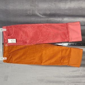 Oscar de la Renta Kid's Girl's Orange Red Stretch Corduroy Pants Size 12Y